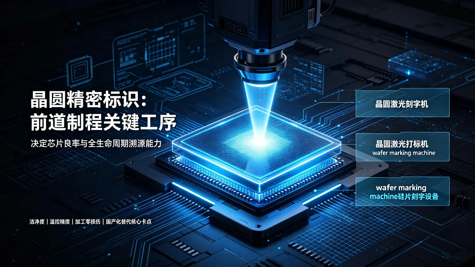 產(chǎn)線控制室內(nèi)工程師監(jiān)控全自動晶圓刻字機運行與追溯數(shù)據(jù)